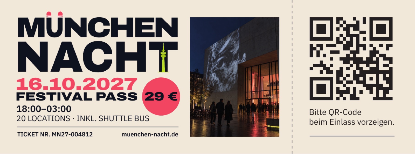 Gedrucktes Ticket von MÜNCHEN NACHT